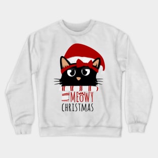 Meowy Christmas Cute Black Mom Cat Crewneck Sweatshirt